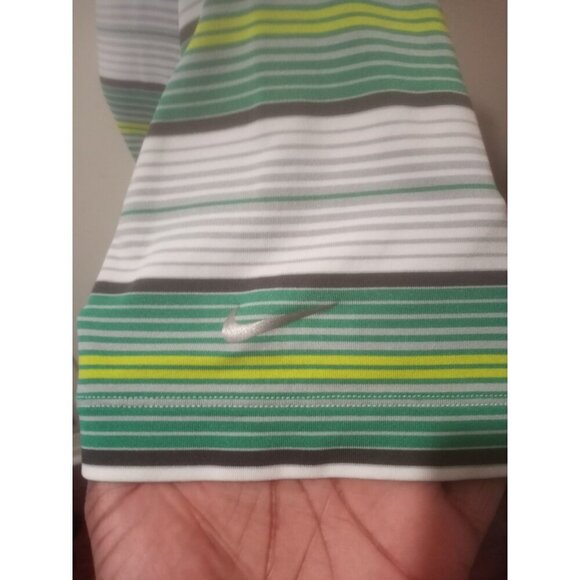 Nike Golf Tour Performance Green Gray Striped Dri Fit Casual Polo Shirt Large L - Picture 6 of 14